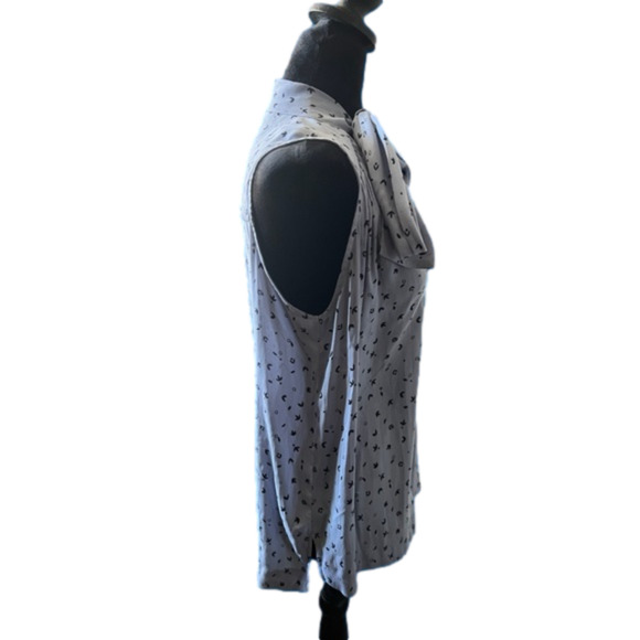 Free People  Blue Floral Neck Bow Tie Blouse Top small - Picture 9 of 12